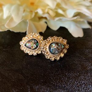 Black Crystal and Gold-tone Teardrop Earrings